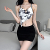 长夜漫漫情趣内衣新中式古典水墨包臀裙纯欲复古挂脖肚兜套装2401