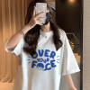 唐狮夏季女圆领前胸趣味字母短袖纯棉T恤时尚百搭减龄