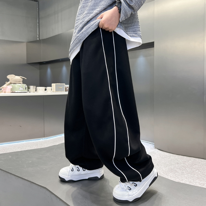 男童裤子新款春秋款大童秋季运动裤弯刀阔腿裤儿童秋装卫裤潮