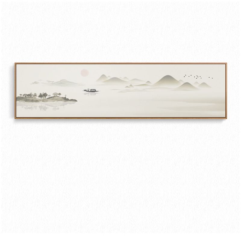 弗星新中式客厅装饰画沙发背景墙床头横幅禅意山水中式挂画中国风墙画