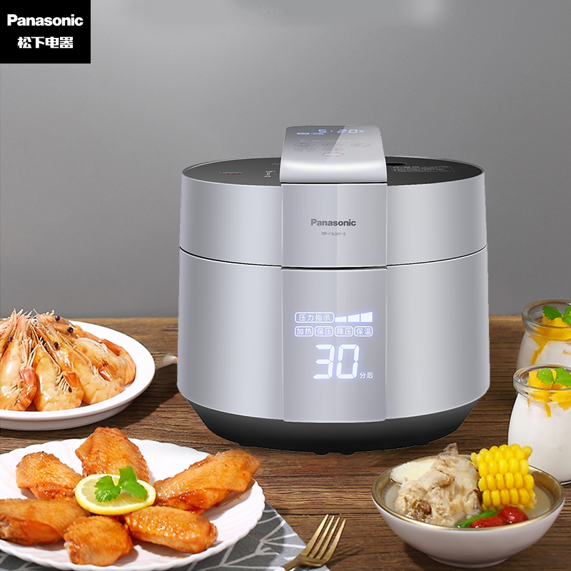 松下(Panasonic)家用智能压力电饭煲 5L大容量 IH加热24H双预约电饭锅压力锅SR-PE501-S