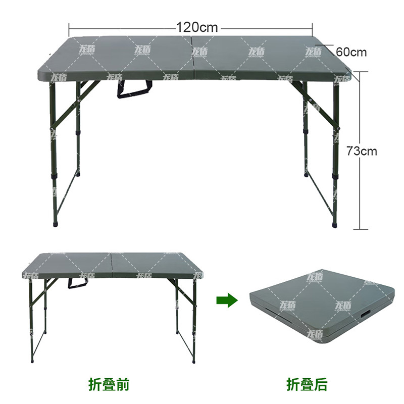 龙盾 野外桌椅 1.2m*0.6m伸缩桌腿折叠桌椅丛林 荒漠 水墨纹 (1桌2椅)