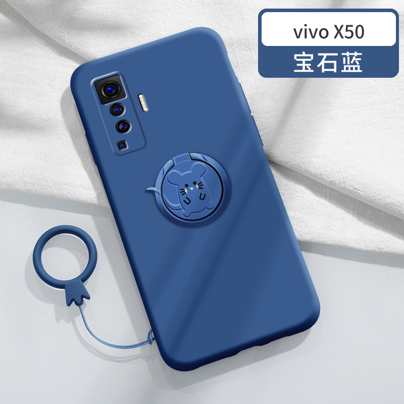 火豹vivo50手机壳女款50网红VIVO福鼠指环支架50防摔 X50[液态福鼠支架款★宝石蓝]送钢化膜+手机座