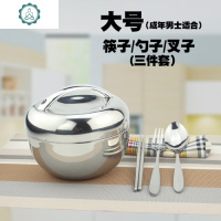 手提苹果型圆形保温不锈钢便当盒时尚儿童学生饭盒成人快餐盒双层 封后 套装:1.3苹果饭盒+筷勺叉套装大号