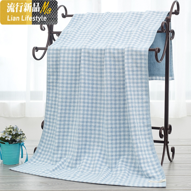 纳米染色纱布浴巾家用棉吸水舒适男女士情侣长款裹巾韩版 三维工匠