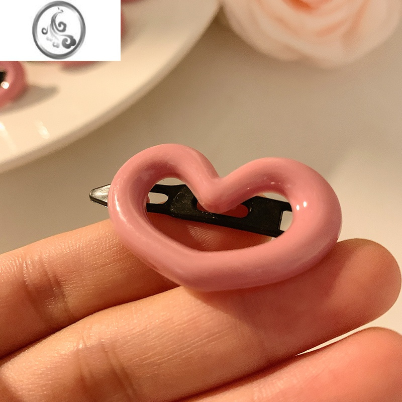 JiMi超cute粉色爱心少女心发夹甜美刘海侧边夹子简约边夹发卡小号发饰