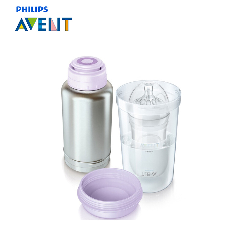 飞利浦 AVENT 暖奶器 新安怡便携式温奶杯暖奶杯热奶杯500ml温奶器 SCF256/00 浅紫不锈钢 pp 硅胶