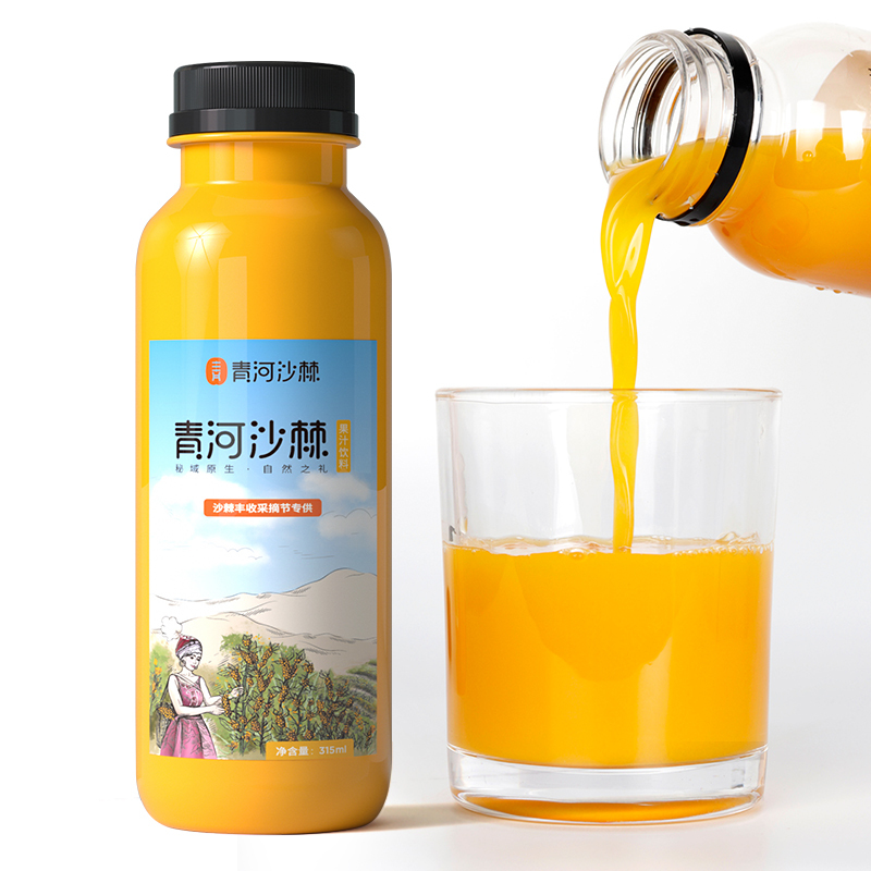 青格里 新疆阿勒泰青河沙棘鲜榨果汁饮料315ml*10瓶/箱 LT