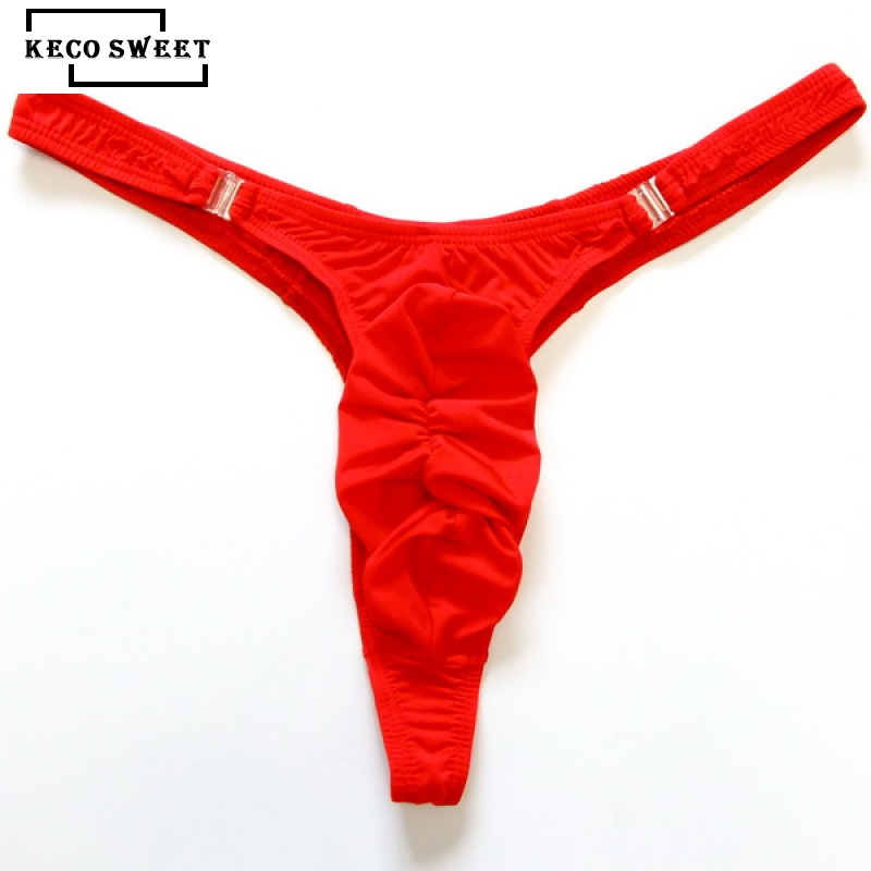 kecosweet男士性感丁字裤t裤男u凸囊袋低腰细带透明可解扣内裤t263t