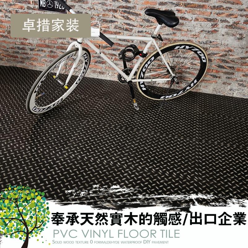 钢板纹地板贴石塑pvc地板革耐磨地板胶健身房防滑塑料车库地胶壹德壹高清大图