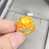 女士戒指黄铜镀金荷花欧币金大戒指3D印金首饰PTHSMY5420送女朋友七夕情人节礼物