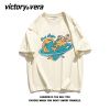 VICTORYVERA夏季2022新款潮短袖T恤女宽松纯棉小熊印花半袖上衣服