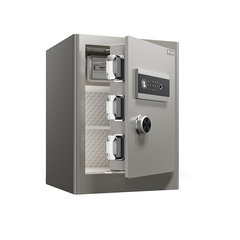 鑫金虎 保险柜家用小型指纹密码锁 H450×W380×D320 灰银色高清大图