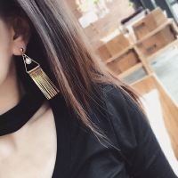 韩版新款时尚饰品三角耳环流苏珍珠耳钉长款耳饰女士耳坠YWZH6915送女朋友七夕情人节礼物