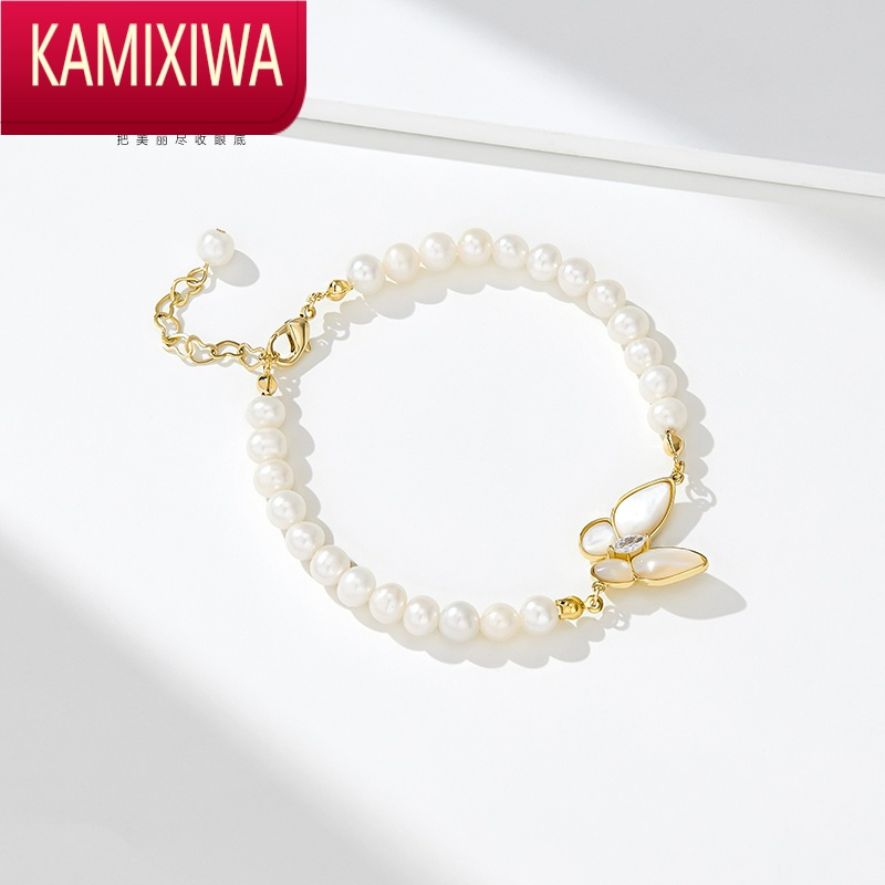 KAMIXIWA淡水珍珠蝴蝶手链女2022年新款轻奢ins小众设计高级感精致520礼物