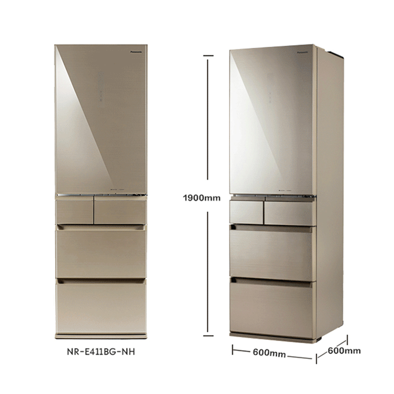 卖场同款松下 NR-E411BG-NH 嵌入式多门冰箱超薄60cm 380升电冰箱纳诺怡 智能WIFI 琥珀金高清大图