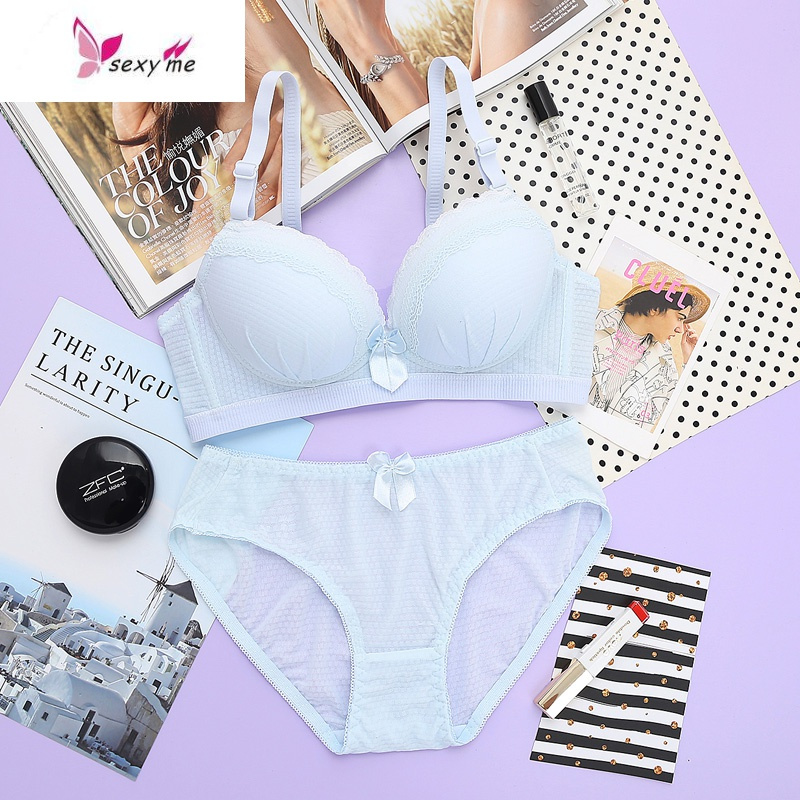 内衣女学生高中少女文胸聚拢无钢圈小胸性感收副乳可爱胸罩薄文胸套装