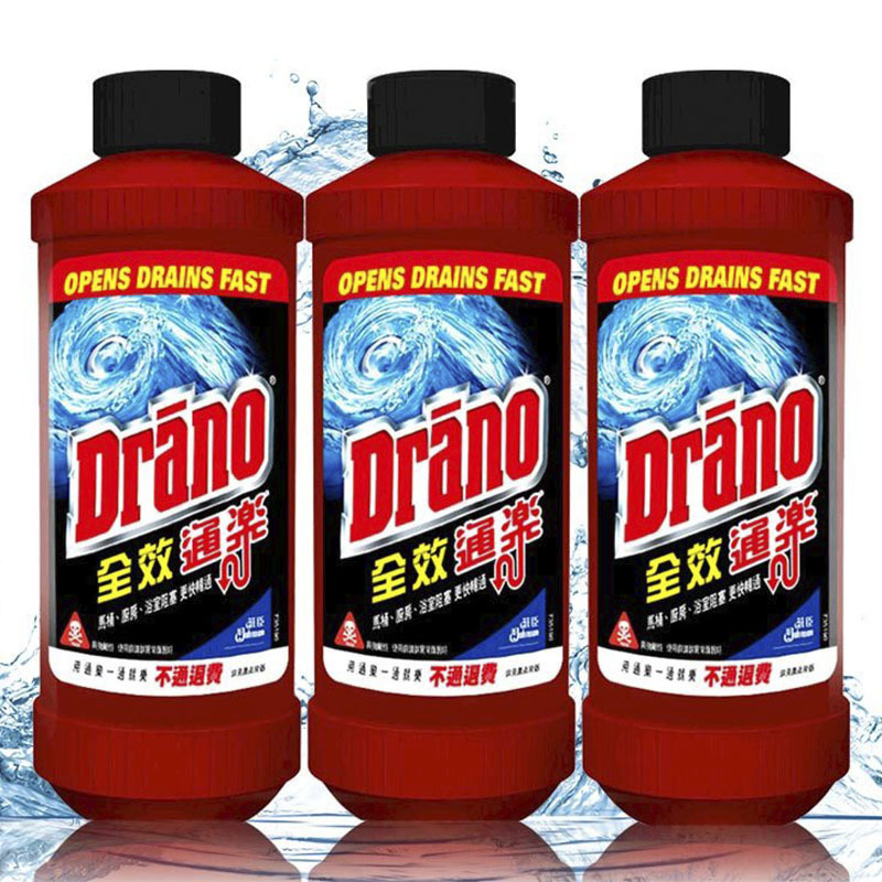 Drano 全效通乐 管道通 原装进口 三包装 500ml*3 管道疏通剂 下水道疏通剂 马桶疏通剂厕所疏通剂浴室疏通剂