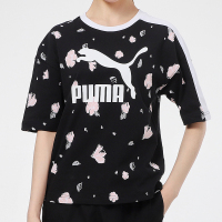 Puma彪马女2021夏季新款运动上衣圆领花卉印花运动T恤532043