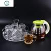 玻璃杯套装家用6只装水壶套装耐热泡茶彩色水杯茶杯果汁杯啤酒杯 封后 带把方块+泡茶壶+杯架+托盘