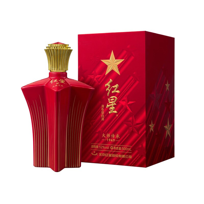 北京红星52度白酒 大师传承1949 清香型白酒 52度 500ml*6瓶整箱 保真 假一赔十