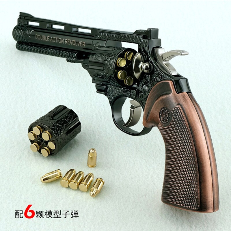 1205可抛壳仿真全金属玩具不可发射合金左轮模型柯尔特蟒蛇毛瑟沙鹰