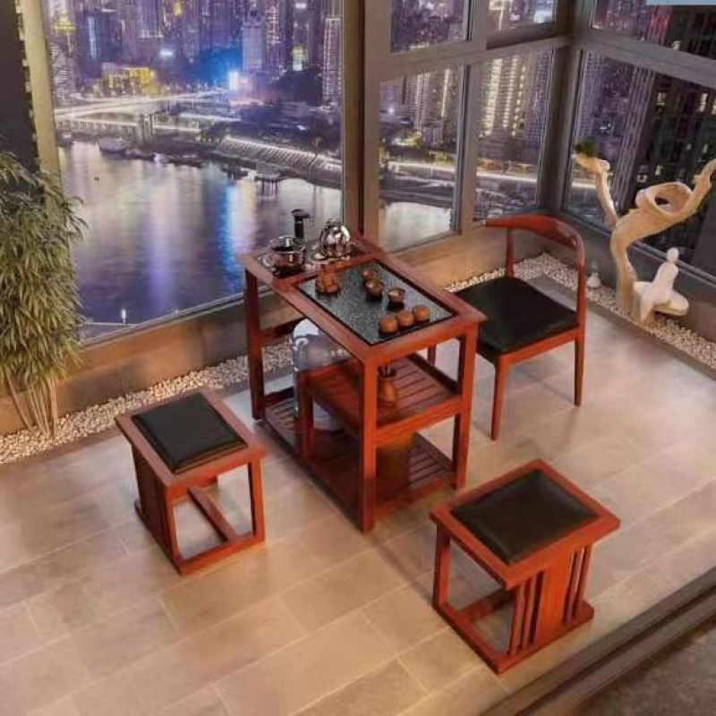 简约可移动茶桌阳台休闲小茶台闪电客铁艺功夫茶桌电磁炉自动上水泡茶