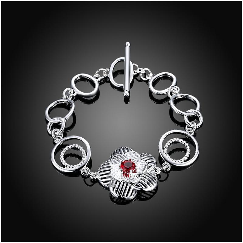H483 Women Fashion Bracelet女生饰品气质花朵手链镀925纯银复古送女朋友七夕情人节礼物