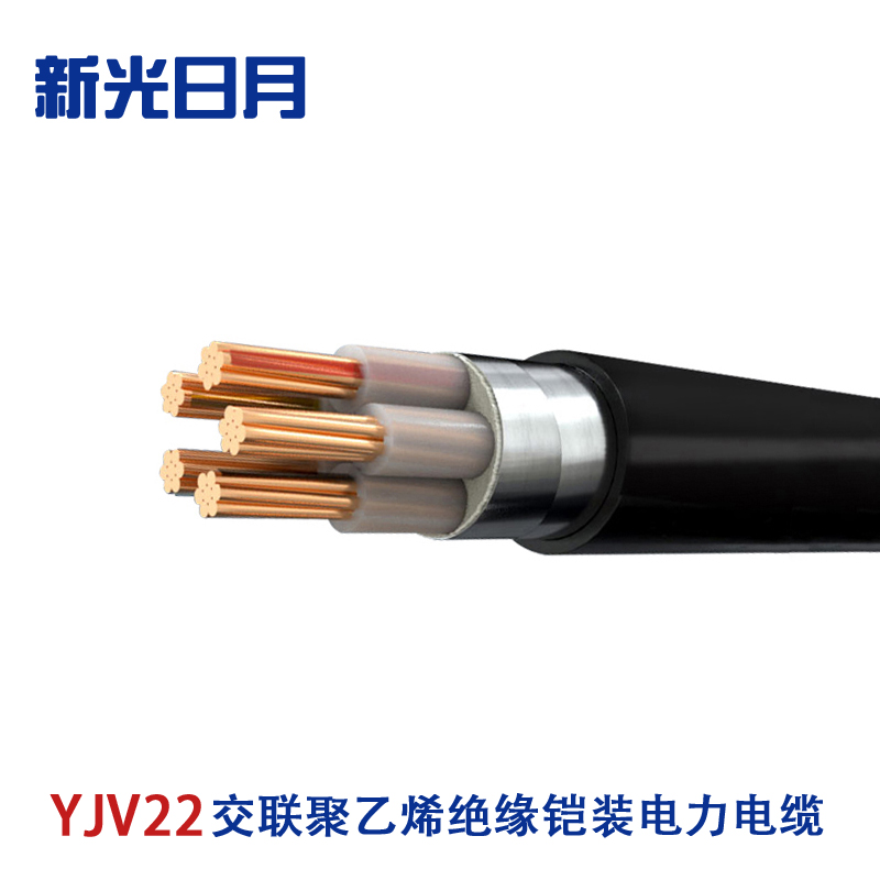 新光日月 交联聚乙烯绝缘铠装电力电缆YJV22(4+1芯)95平方/每米高清大图