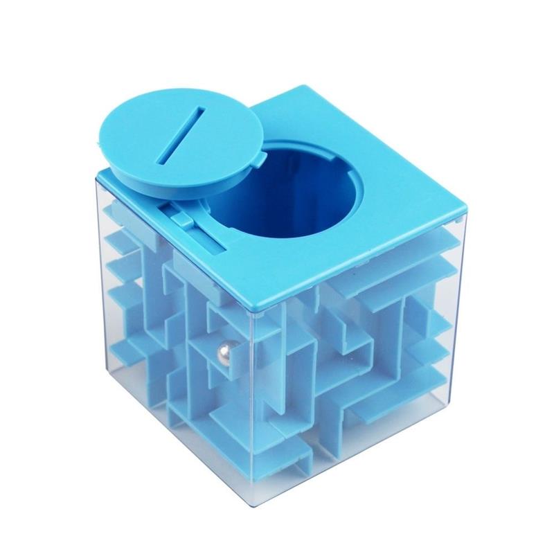 儿童玩具新款趣味魔方3d立体迷宫存钱罐儿童智力开发儿童玩具|7.8厘米迷宫带存钱罐功能[蓝色]