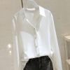 白色衬衫女2021新款洋气上档次不透宽松显瘦长袖衬衫女设计感小众 白色 S