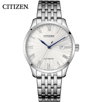 西铁城(CITIZEN)手表男日本机械表不锈钢表带简约商务小蓝针男士运动防水商务腕表 NJ0080-50A