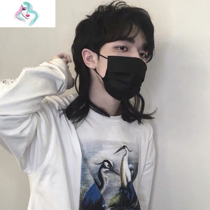 假发男短发网红鲻鱼头韩版帅气男士狼尾头发型蓬松自然学生全头套你