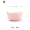 北欧金边陶瓷碗盘子碗碟套装家用吃饭碗面碗单个创意网红餐具洵美 FENGHOU 粉色5.5英寸圆脚碗