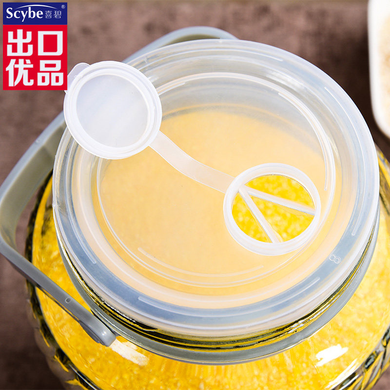 scybe喜碧大容量3000ml密封罐酿酒用储物罐玻璃瓶多功能玻璃酵素罐单支装高清大图