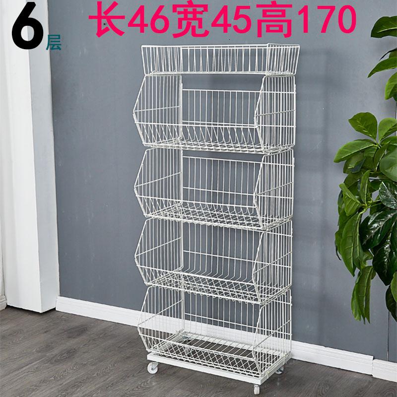 零食货架斜口篮超市商店小卖部便利店货架玩具药店置物架展示架_5_542 浅绿色46白色6层含顶
