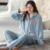 2025新款法兰绒睡衣女冬季加厚加绒保暖冬天开衫珊瑚绒家居服套装