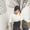 纯色V领宽松休闲短袖T恤女夏装韩版学生上衣女ins打底衫女装