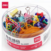 得力(deli)8500 办公组合套装 图钉/回形针/燕尾夹/橡皮筋四合一 3盒装·