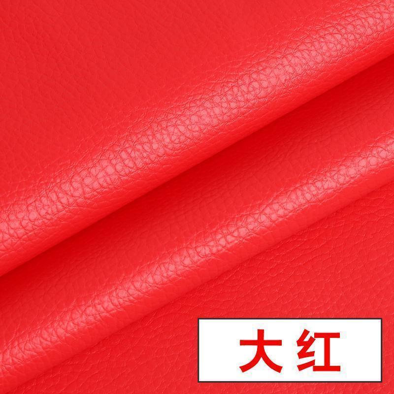 森美人皮革面料 软包沙发布料汽车加厚仿真人造革diy硬包床头皮子pu皮料 08号大红/1米价