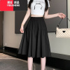 YIBUSHENG冰丝棉麻阔腿裤女季松紧高腰显瘦休闲裤裙小个子宽松过膝六分裤