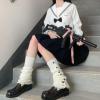 单独白色袜套 日系保暖jk大象袜套堆堆袜女韩版 秋冬学生腿套软妹加绒袜子加厚