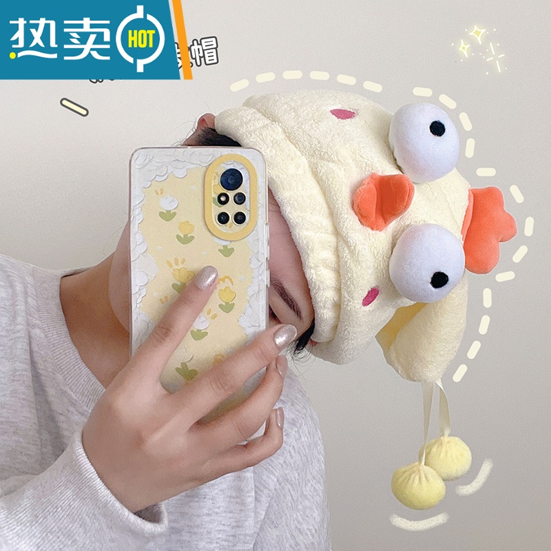 敬平干发帽女吸水速干新款加厚洗头毛巾擦头发包头巾儿童浴帽可爱 粉红猫咪干发帽高清大图