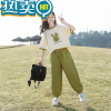 绿彩虹光女童夏装套装2023新款儿童时髦洋气女孩衣服女大童夏季短袖两件套