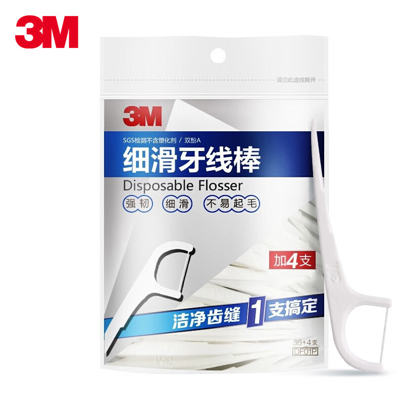 3M牙线36+4支装 1包 牙齿牙缝护理清洁牙线棒成人款