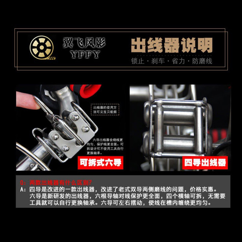 2020新款风筝线轮不锈钢大型成人背带轮风筝轮凯夫拉风筝线创意 三维工匠 30刹车轮六导+1500米3号凯夫拉线