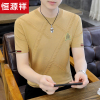 恒源祥2025新款针织短袖T恤男款夏季高端修身冰丝上衣休闲体恤衫t