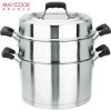 美厨(maxcook)二层蒸锅 不锈钢加厚复底26cm 电磁炉通用 蒸煮两用可叠放 爱家系列MCGJ-AJ026