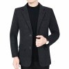 BaLuoShang中年厚款西装免烫休闲修身便服单西两粒扣毛呢西服秋冬季男装毛呢大衣