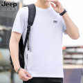 JEEPSPIRIT吉普男士T恤刺绣圆领短袖宽松潮流印花上衣 M 白色